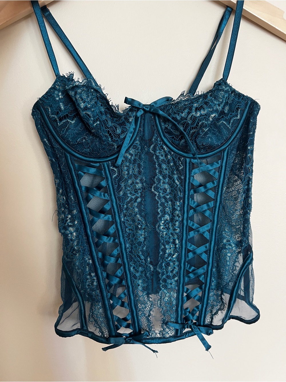 Victoria's Secret Teal Lace Bustier Corset Top
